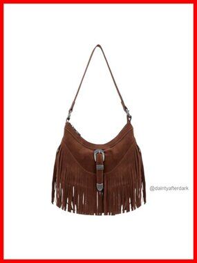 Fringe Hobo Shoulder Bag PU Leather Tassel Purse Crossbody Handbag